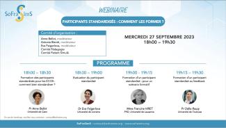 Affiche Webinaire SoFraSimS PARTICIPANTS STANDARDISÉS : COMMENT LES FORMER ?